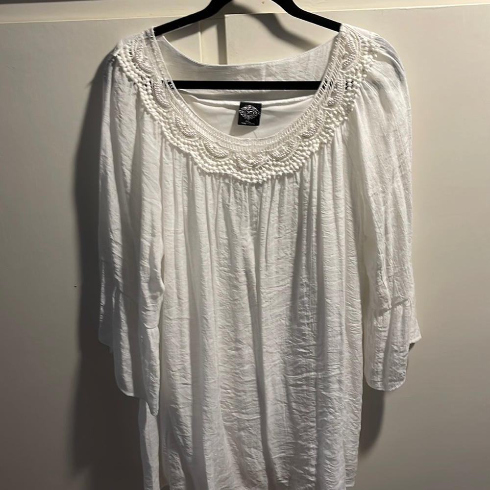 NWT White peasant blouse XL